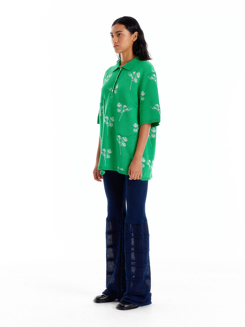 EENK EENK Oversized Polo Shirt - Green