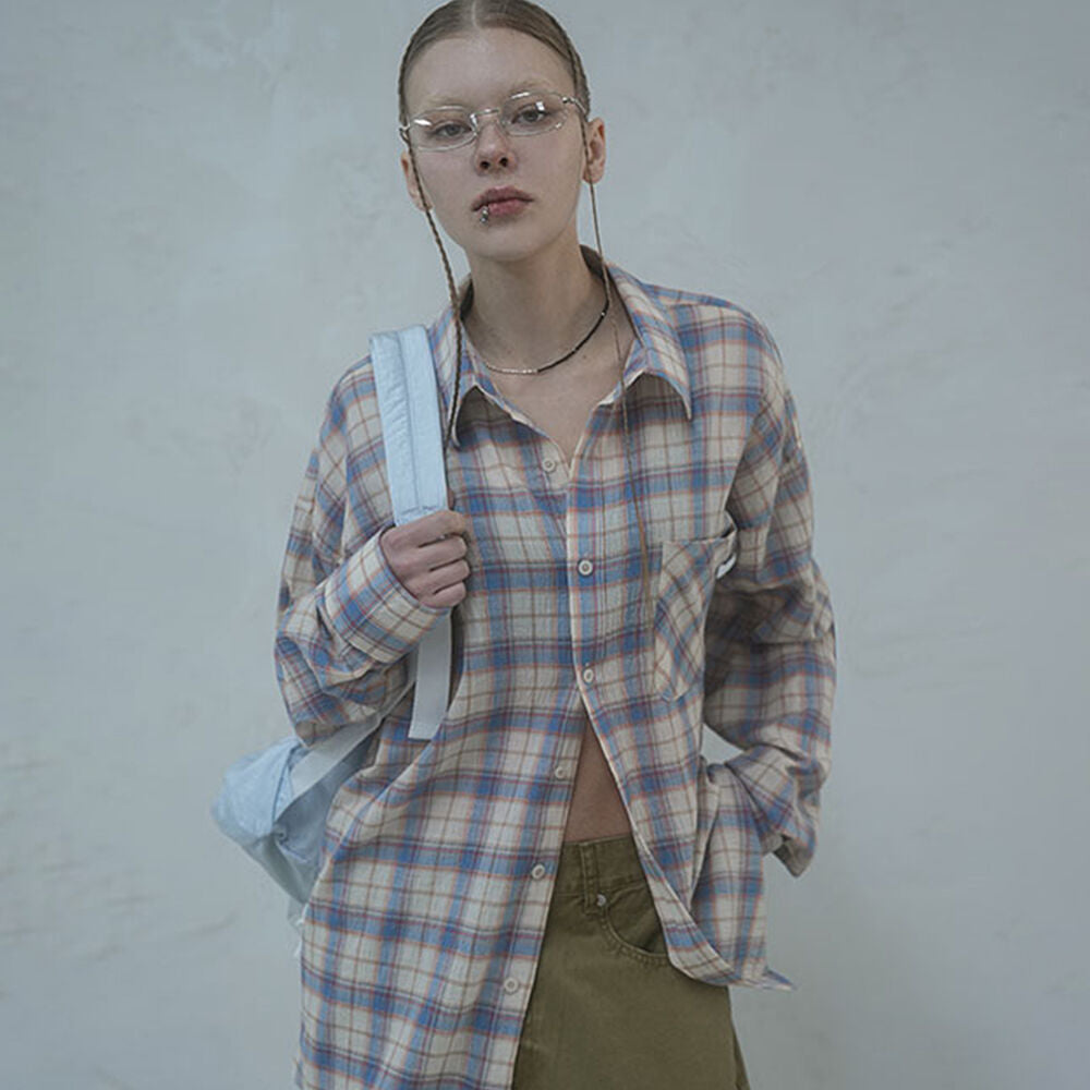 AVANDRESS May Check Shirt BLUE