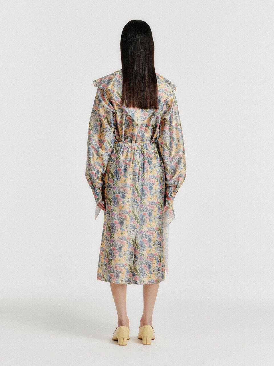EENK YIVONA Scarfed Shirt - Cream/Blue Multi