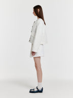 EENK YECA Pleated Denim Shorts - White