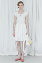 SINOON Round Shirring T-Shirt (White)