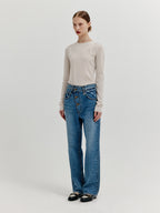 EENK XENEVA Asymmetric Front Denim Pants - Blue
