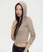 MUSINSA STANDARD WOMAN MUSINSA STANDARD WOMAN Women's Ribbed Slim Hoodie Greyish Beige