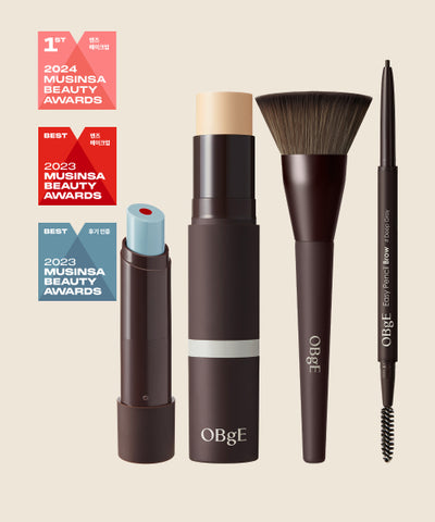 OBGE Natural Cover Foundation + Lip Balm + Brush + Brow Pencil