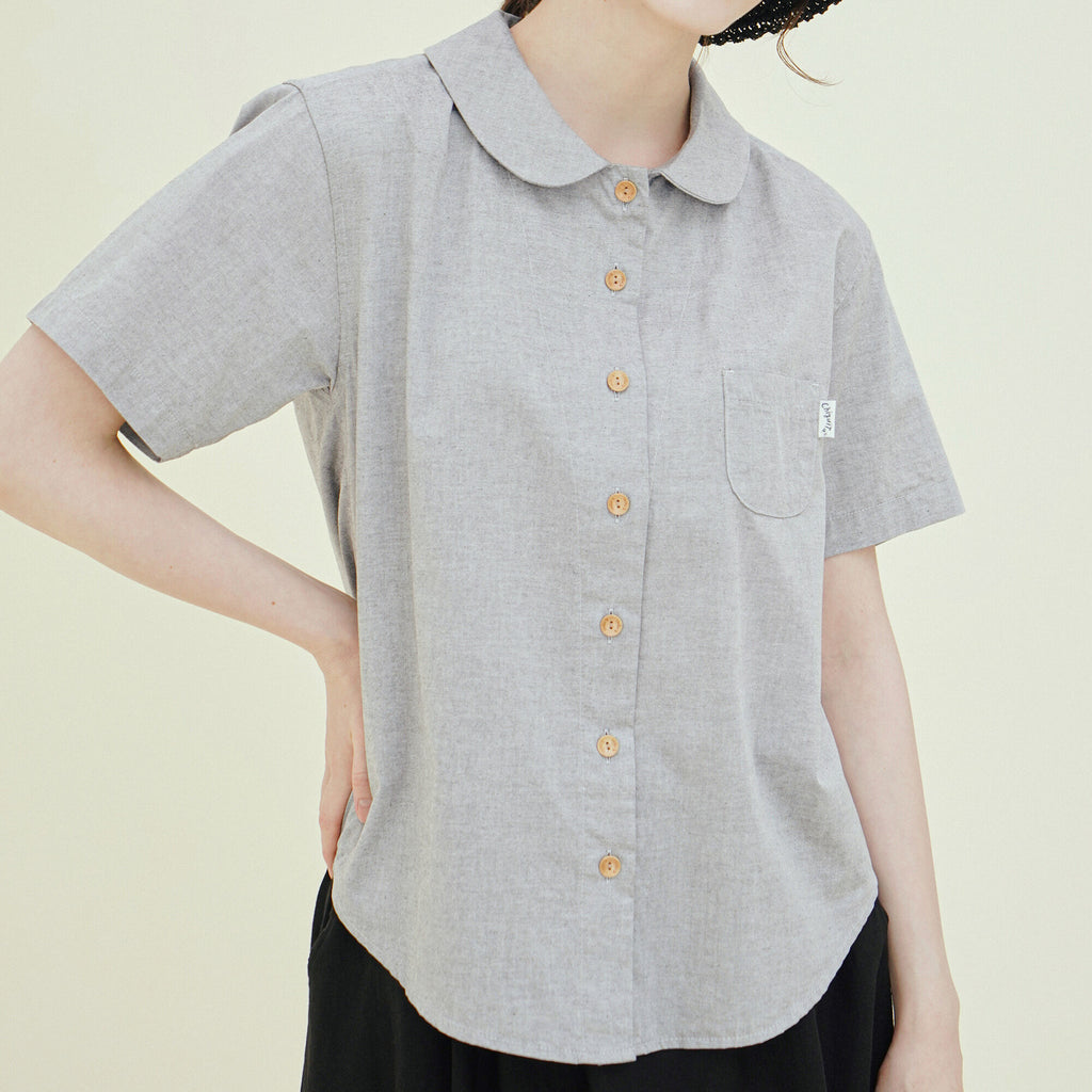 CHIQUITA 8th_Oxford round shirt black 242301SBK (domestic production)