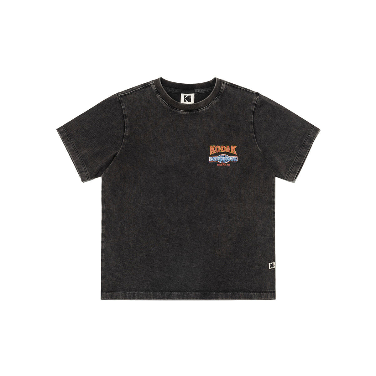 KODAK APPAREL Snow Washed Graphic Short Sleeve T-Shirt Women BLACK