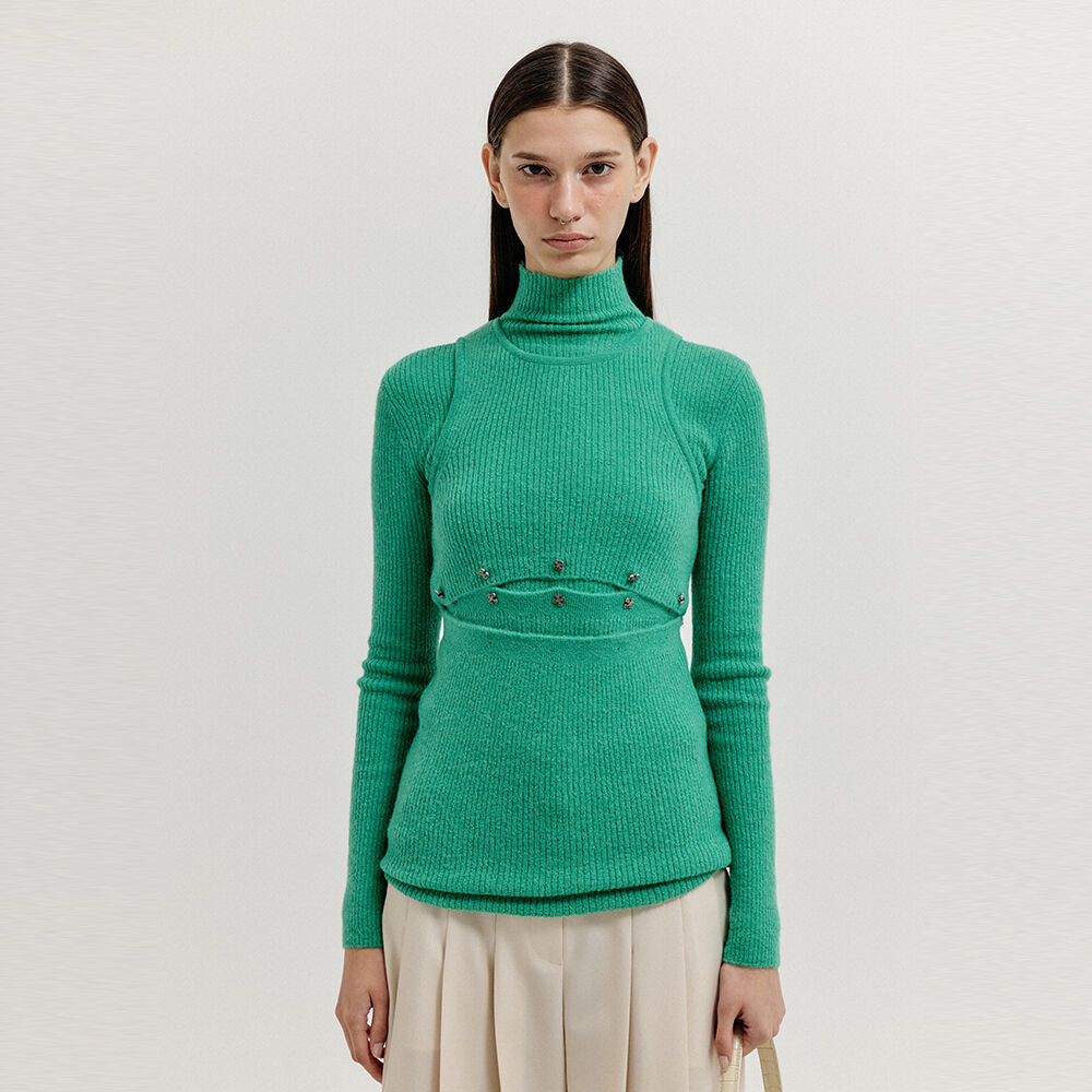EENK EENK XEPORA Separable Sleeveless Ribbed Top - Green
