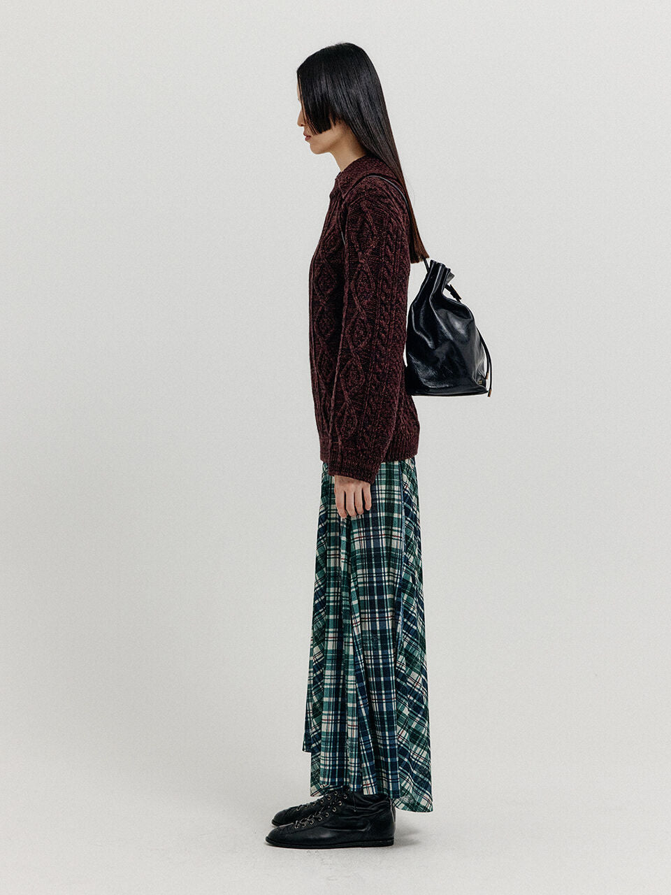 EENK EENK XOEBE Cable Knit Collared Turtleneck - Brown