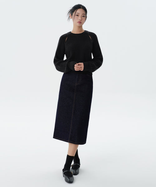 MUSINSA STANDARD WOMAN MUSINSA STANDARD WOMAN Denim Midi Skirt Deep Indigo