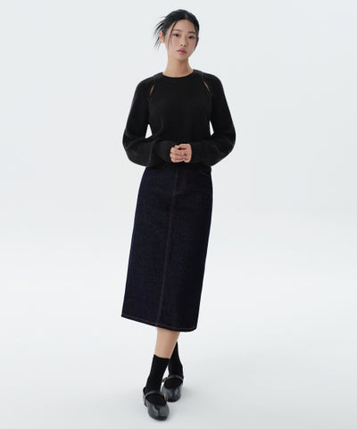 MUSINSA STANDARD WOMAN Denim Midi Skirt Deep Indigo