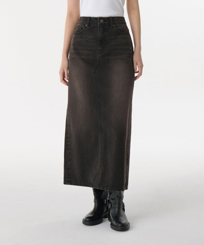 MUSINSA STANDARD WOMAN Denim Maxi Skirt Rusty Black
