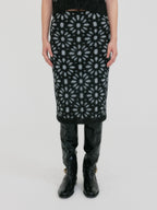 EENK ZITIN Flower Jacquard Knitted Skirt - Black
