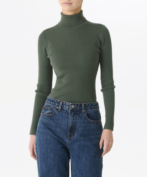 MUSINSA STANDARD WOMAN MUSINSA STANDARD WOMAN Women's Ribbed Slim Turtleneck Knit Sage