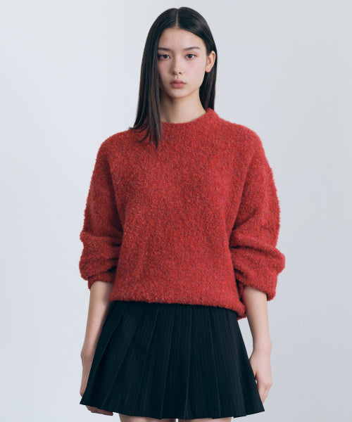 MUSINSA STANDARD WOMAN MUSINSA STANDARD WOMAN Women's Bookle Relaxed Crew Neck Knit [Red]