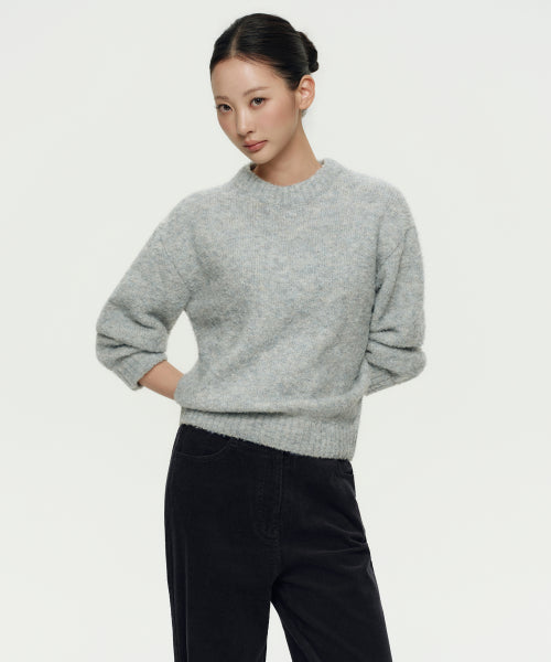 MUSINSA STANDARD WOMAN MUSINSA STANDARD WOMAN Women's Bookle Relaxed Crew Neck Knit [Light Gray]