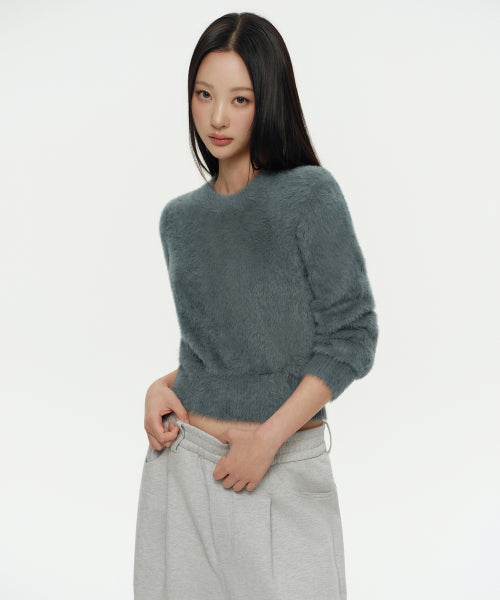 MUSINSA STANDARD WOMAN MUSINSA STANDARD WOMAN Women's Fuzzy Crew Neck Knit Gray