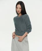 MUSINSA STANDARD WOMAN MUSINSA STANDARD WOMAN Women's Fuzzy Crew Neck Knit Gray
