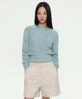 MUSINSA STANDARD WOMAN MUSINSA STANDARD WOMAN Women's Fuzzy Crew Neck Knit Pastel Blue