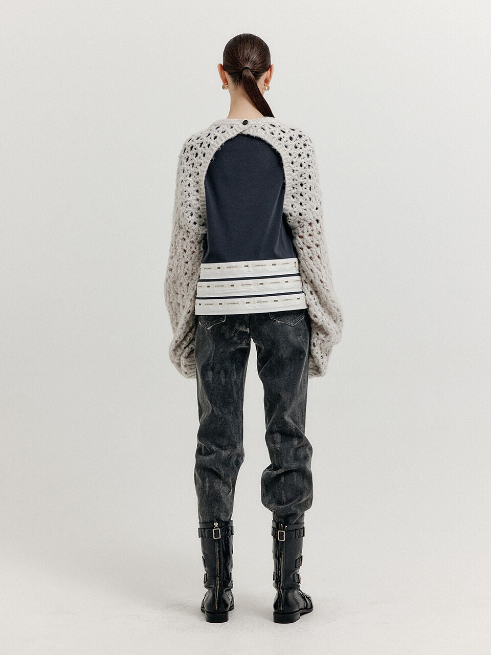 EENK EENK XEKO Open Back Crop Knit Top - Grey