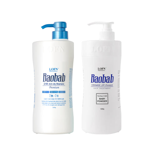 LOFN Lopen Baobab Baby Powder Treatment 1000ml + Lopen Baobab Oily Shampoo 1000ml