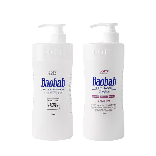 LOFN Baobab Baby Powder Treatment 1000ml + Family Shampoo 1000ml