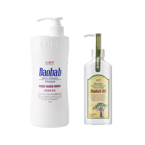 LOFN Baobab Family Shampoo 1000ml + Baobab Hair Oil 200ml