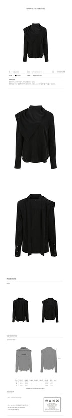 YCH SCARF-DETAILED BLOUSE BLACK (F24BL3033BK)