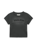 MATIN KIM MATIN KIM Pigment Cut Out Logo Crop Top in Charcoal