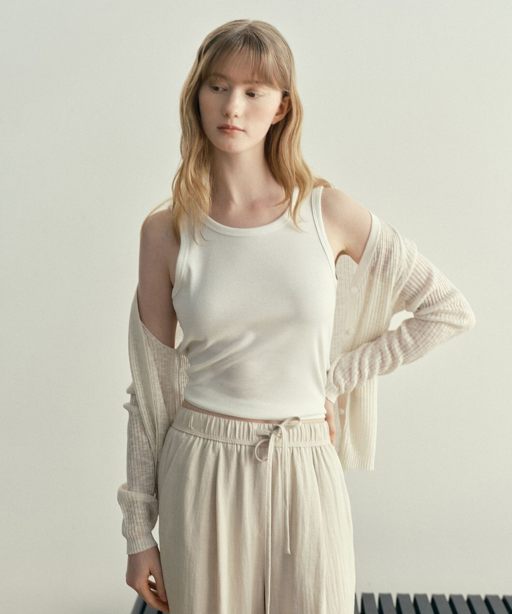 MIND BRIDGE WOMEN [W]Rib sleeveless top - 2color M1TS3201