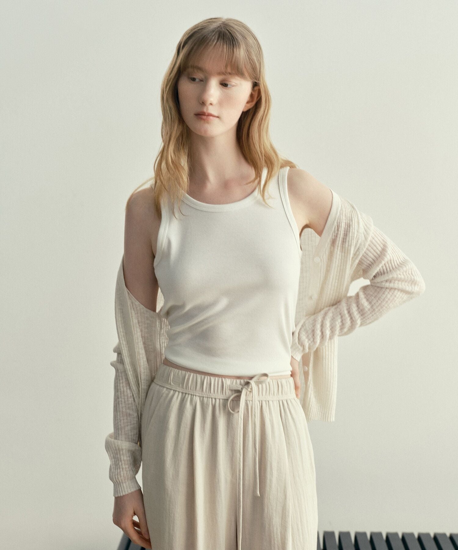 MIND BRIDGE WOMEN [W]Rib sleeveless top - 2color M1TS3201