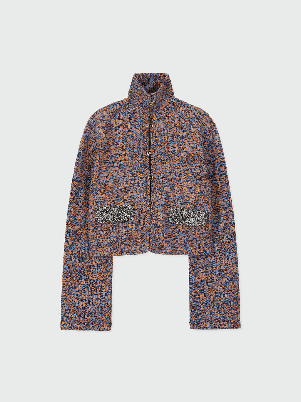 EENK ZAZZI Collared Knit Cardigan - Orange/Blue Multi