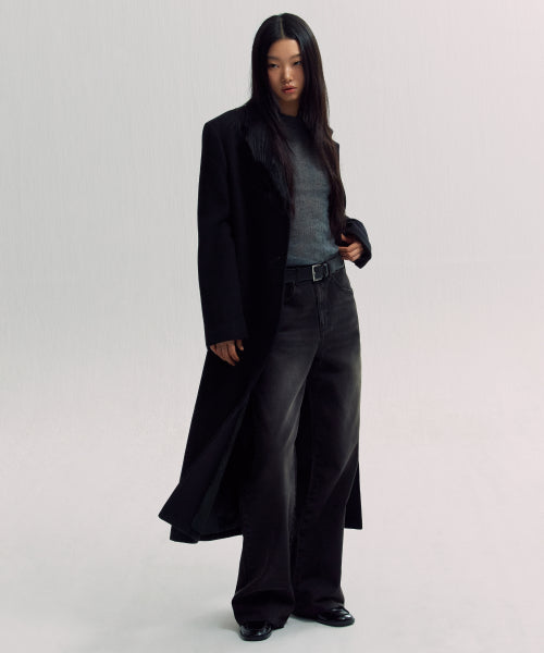 MUSINSA STANDARD WOMAN MUSINSA STANDARD WOMAN Cashmere Blend Tide Maxi Coat (Black)