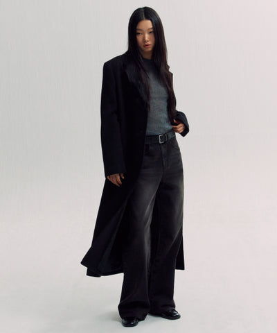 MUSINSA STANDARD WOMAN Cashmere Blend Tide Maxi Coat (Black)