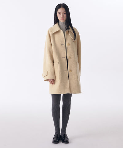 MUSINSA STANDARD WOMAN Wool Blend Boucle Balmacan Half Coat