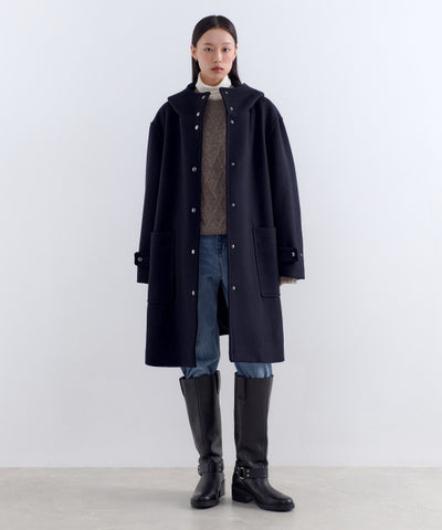 MUSINSA STANDARD WOMAN Wool Blend Hooded Coat (Navy)