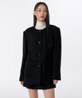 MUSINSA STANDARD WOMAN MUSINSA STANDARD WOMAN Women's Round Neck Tweed Half Jacket [Black]