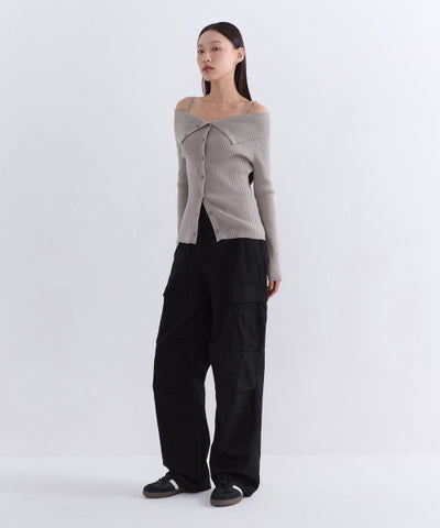 MUSINSA STANDARD WOMAN Women's Fleece Wide Cargo Pants (Black)