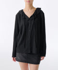 MUSINSA STANDARD WOMAN MUSINSA STANDARD WOMAN Women's Cotton Frill Neck Blouse [Black]
