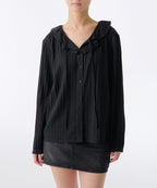MUSINSA STANDARD WOMAN MUSINSA STANDARD WOMAN Women's Cotton Frill Neck Blouse [Black]