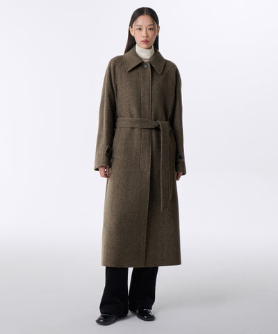 MUSINSA STANDARD WOMAN Coat Herringbone Balmacan Robe [Brown]