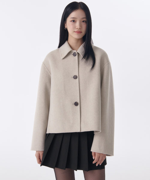 MUSINSA STANDARD WOMAN MUSINSA STANDARD WOMAN Cashmere Blend Handmade Short Mac Coat [Oatmeal]