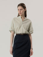 MOMET Eto henry neck blouse olive