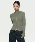 MUSINSA STANDARD WOMAN MUSINSA STANDARD WOMAN Women's Knit Zip-Up [Sage]