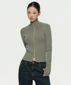 MUSINSA STANDARD WOMAN MUSINSA STANDARD WOMAN Women's Knit Zip-Up [Sage]