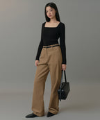 MUSINSA STANDARD WOMAN MUSINSA STANDARD WOMAN Women's Ribbed Slim Square Neck Knit Black