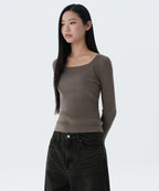 MUSINSA STANDARD WOMAN MUSINSA STANDARD WOMAN Women's Ribbed Slim Square Neck Knit [Taupe] (Size)