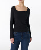 MUSINSA STANDARD WOMAN MUSINSA STANDARD WOMAN Women's Slim Square Neck Long Sleeve T-Shirt (Black)