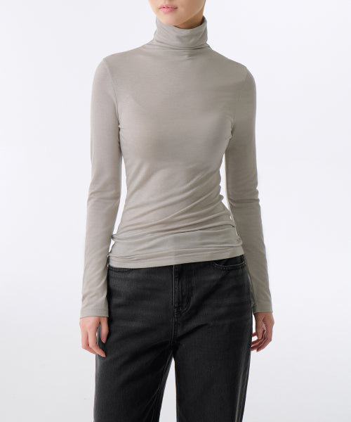 MUSINSA STANDARD WOMAN MUSINSA STANDARD WOMAN T-Shirt Slim Turtleneck Light Warm Gray