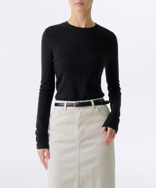 MUSINSA STANDARD WOMAN MUSINSA STANDARD WOMAN T-Shirt Slim Crew Neck Long Sleeve (Size)
