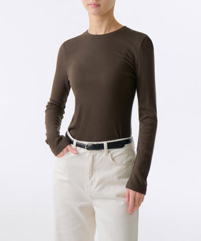 MUSINSA STANDARD WOMAN T-Shirt Slim Crew Neck Long Sleeve (Size M)
